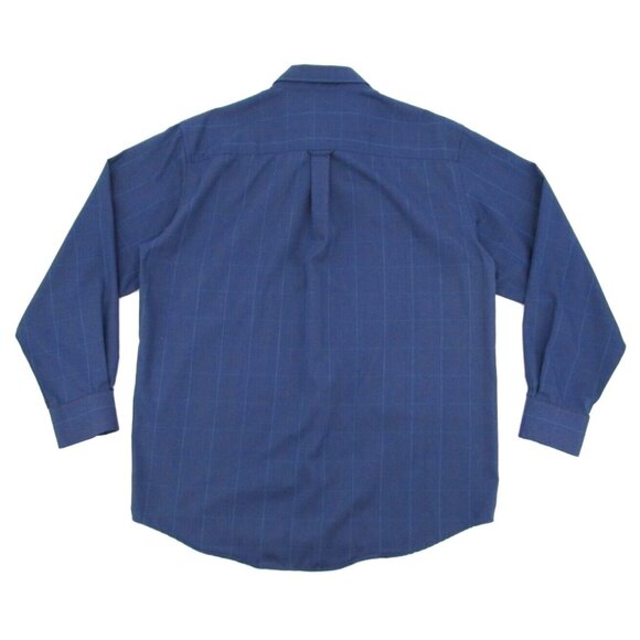 Knightsbridge Wrinkle Resistant Dress Shirt M – Navy Blue Plaid Button Down - Picture 5 of 12